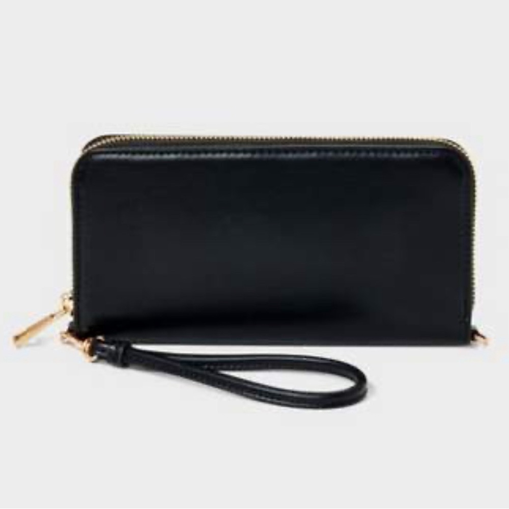 Premium Leather Flap Wallet Zip Around Clutch Phone Organizer